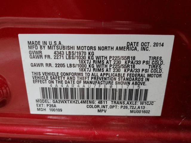 Photo 12 VIN: 4A4AR4AU7FE011715 - MITSUBISHI OUTLANDER 