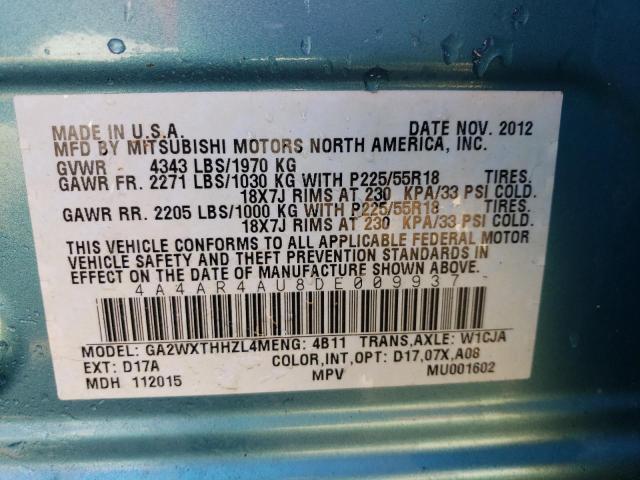 Photo 12 VIN: 4A4AR4AU8DE009937 - MITSUBISHI OUTLANDER 