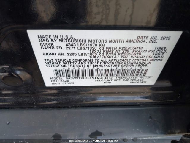 Photo 8 VIN: 4A4AR4AW1FE046428 - MITSUBISHI OUTLANDER SPORT 