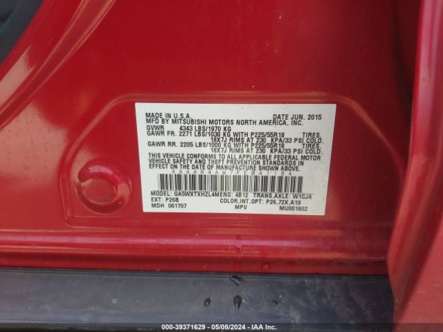 Photo 8 VIN: 4A4AR4AW7FE041184 - MITSUBISHI OUTLANDER SPORT 