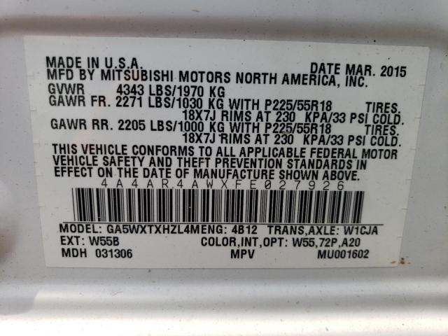 Photo 12 VIN: 4A4AR4AWXFE027926 - MITSUBISHI OUTLANDER 