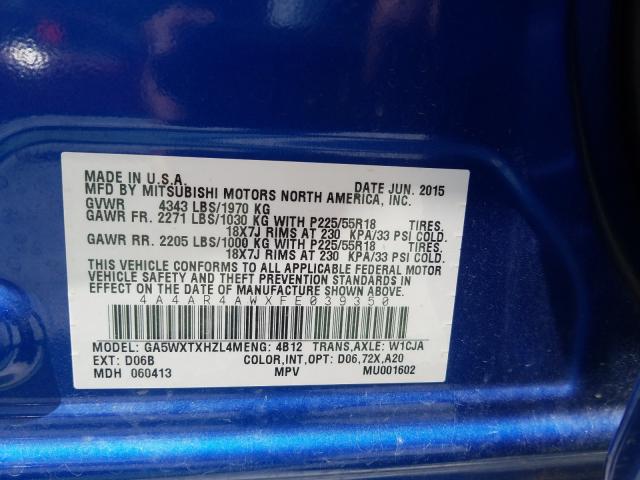 Photo 9 VIN: 4A4AR4AWXFE039350 - MITSUBISHI OUTLANDER 