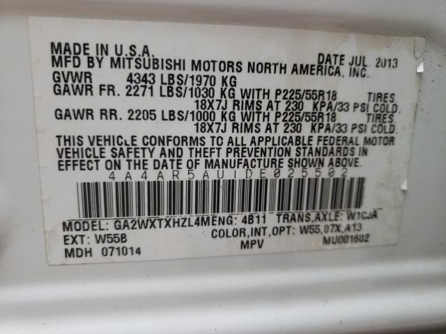 Photo 9 VIN: 4A4AR5AU1DE025502 - MITSUBISHI OUTLANDER 