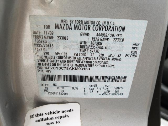 Photo 9 VIN: 4F2CY0C78AKM03163 - MAZDA TRIBUTE I 