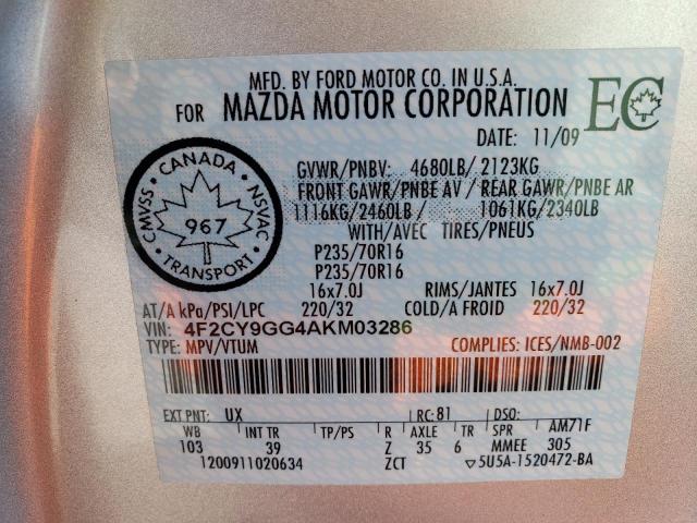 Photo 12 VIN: 4F2CY9GG4AKM03286 - MAZDA TRIBUTE S 