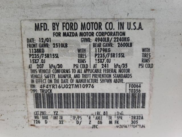 Photo 11 VIN: 4F4YR16U02TM10976 - MAZDA B3000 