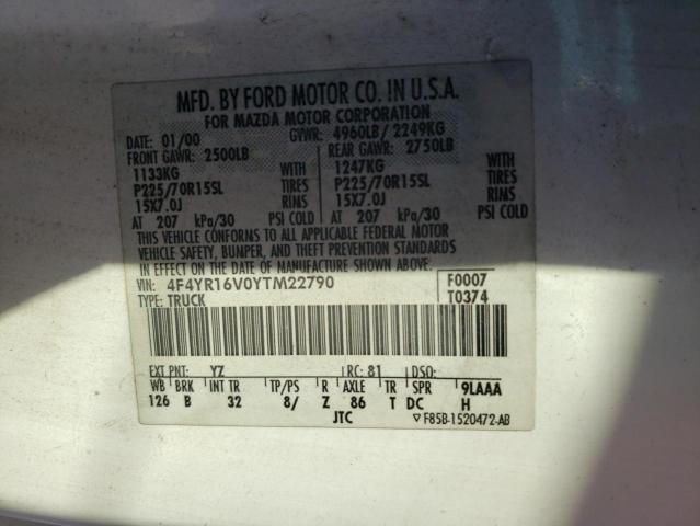 Photo 11 VIN: 4F4YR16V0YTM22790 - MAZDA B3000 TROY 