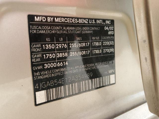 Photo 12 VIN: 4JGAB54E12A354989 - MERCEDES-BENZ ML 320 