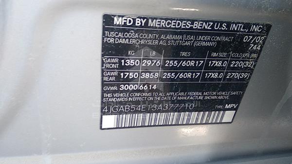 Photo 1 VIN: 4JGAB54E13A377710 - MERCEDES-BENZ ML320 