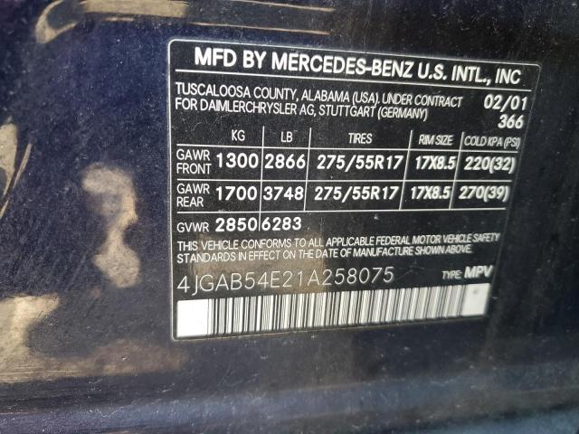 Photo 12 VIN: 4JGAB54E21A258075 - MERCEDES-BENZ ML 320 