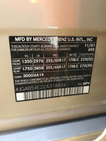 Photo 11 VIN: 4JGAB54E22A318406 - MERCEDES-BENZ ML 320 