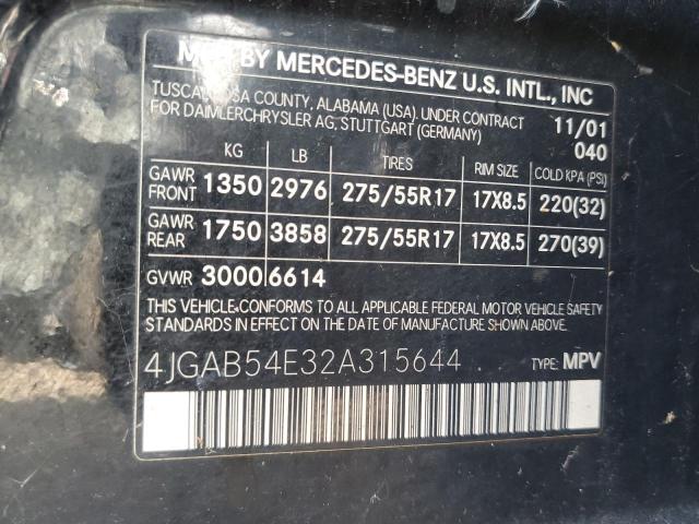 Photo 12 VIN: 4JGAB54E32A315644 - MERCEDES-BENZ ML 320 