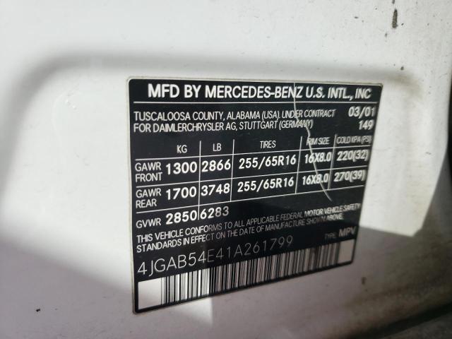 Photo 12 VIN: 4JGAB54E41A261799 - MERCEDES-BENZ M-CLASS 