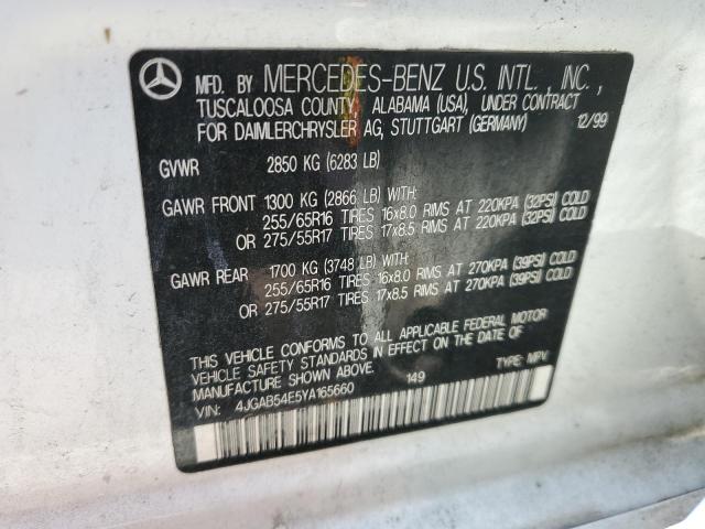 Photo 12 VIN: 4JGAB54E5YA165660 - MERCEDES-BENZ ML 320 