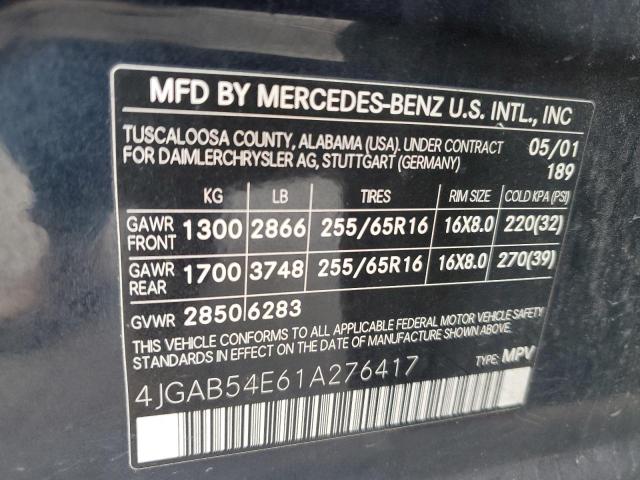 Photo 11 VIN: 4JGAB54E61A276417 - MERCEDES-BENZ ML 320 