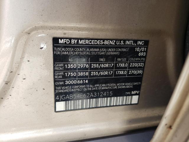 Photo 11 VIN: 4JGAB54E62A312415 - MERCEDES-BENZ ML 320 