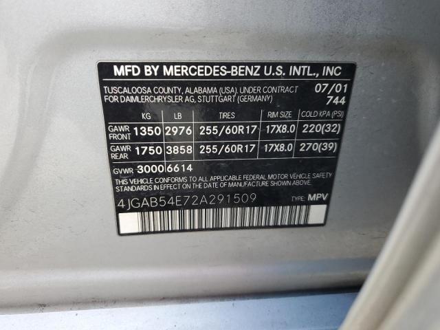 Photo 12 VIN: 4JGAB54E72A291509 - MERCEDES-BENZ M-CLASS 