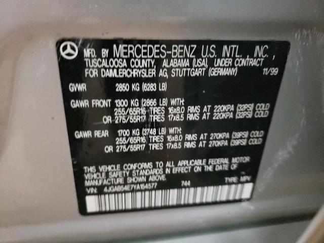 Photo 11 VIN: 4JGAB54E7YA154577 - MERCEDES-BENZ M-CLASS 