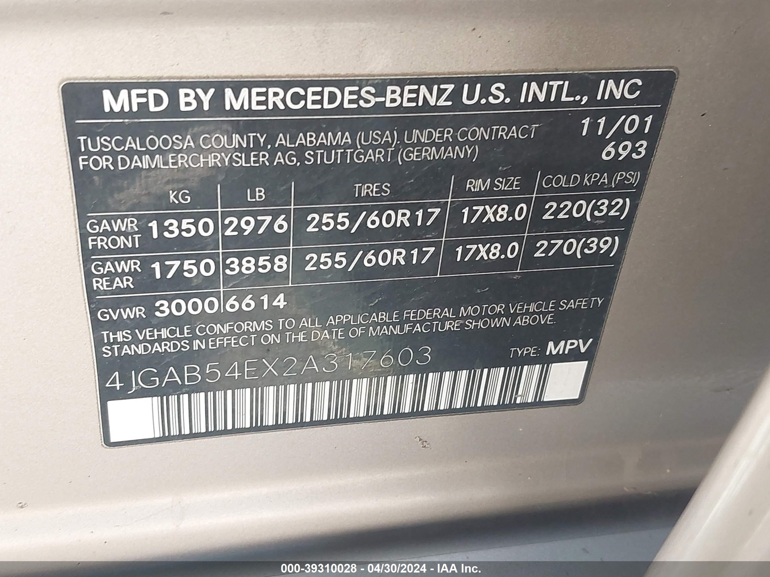 Photo 8 VIN: 4JGAB54EX2A317603 - MERCEDES-BENZ NULL 