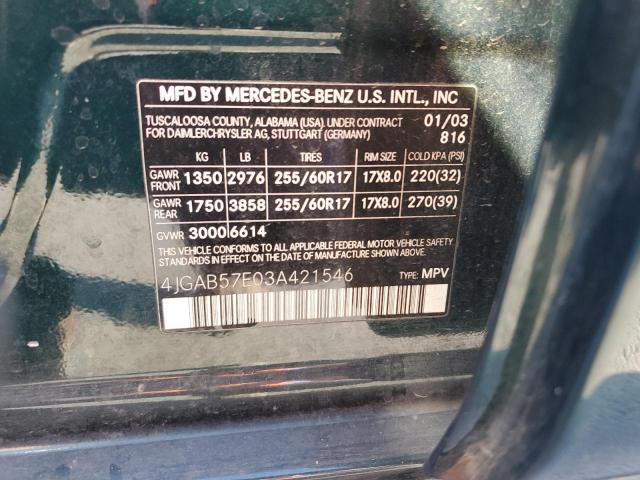 Photo 12 VIN: 4JGAB57E03A421546 - MERCEDES-BENZ ML 350 