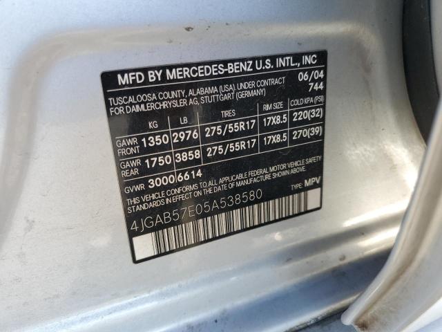 Photo 12 VIN: 4JGAB57E05A538580 - MERCEDES-BENZ ML 350 