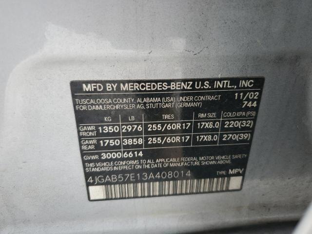 Photo 12 VIN: 4JGAB57E13A408014 - MERCEDES-BENZ ML 350 