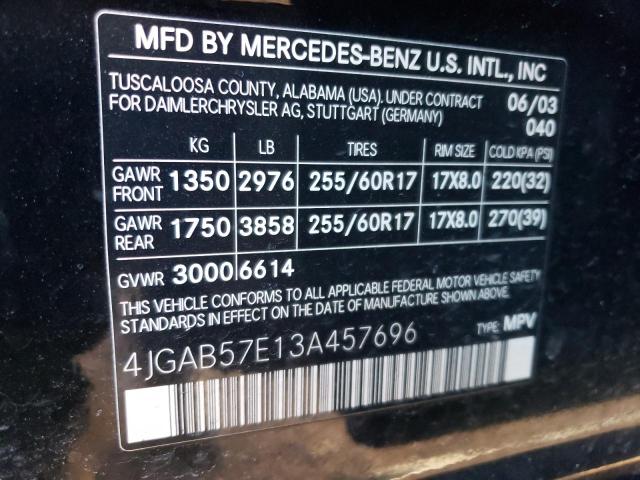 Photo 11 VIN: 4JGAB57E13A457696 - MERCEDES-BENZ M-CLASS 