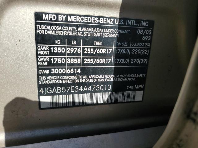 Photo 11 VIN: 4JGAB57E34A473013 - MERCEDES-BENZ M-CLASS 