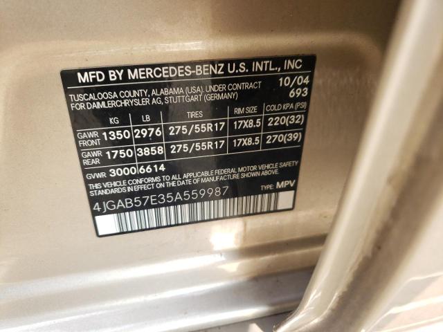 Photo 12 VIN: 4JGAB57E35A559987 - MERCEDES-BENZ ML 350 