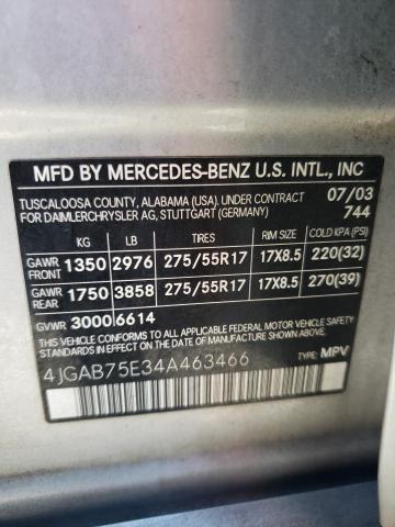 Photo 12 VIN: 4JGAB75E34A463466 - MERCEDES-BENZ M-CLASS 