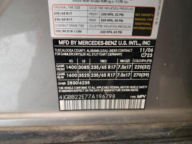 Photo 9 VIN: 4JGBB22E77A196798 - MERCEDES-BENZ ML 320 CDI 