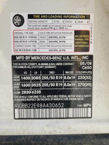 Photo 9 VIN: 4JGBB22E98A430652 - MERCEDES-BENZ ML 320 CDI 