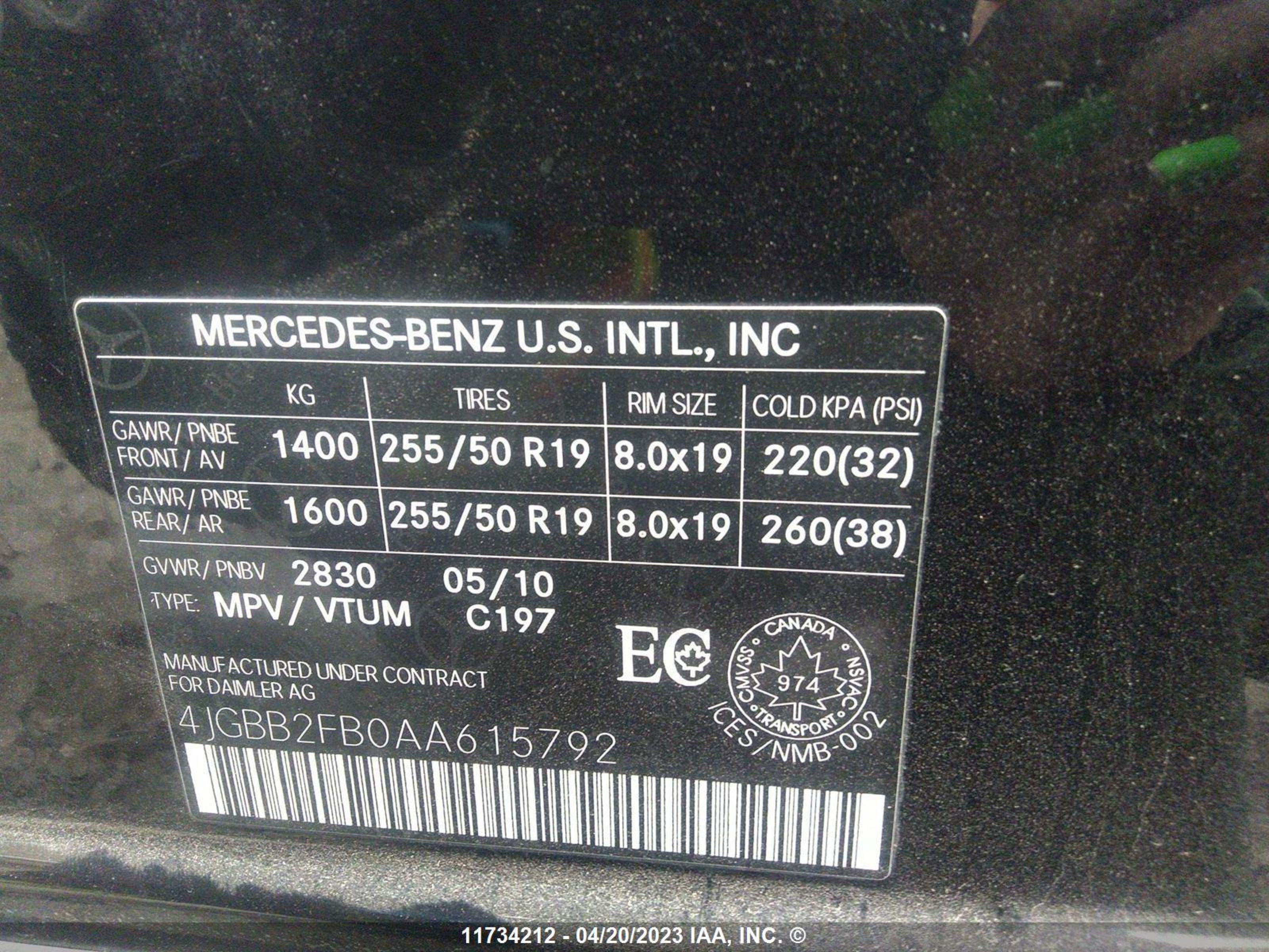 Photo 8 VIN: 4JGBB2FB0AA615792 - MERCEDES-BENZ M-KLASSE 