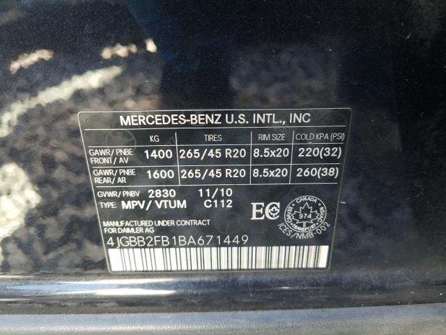 Photo 9 VIN: 4JGBB2FB1BA671449 - MERCEDES-BENZ ML 350 