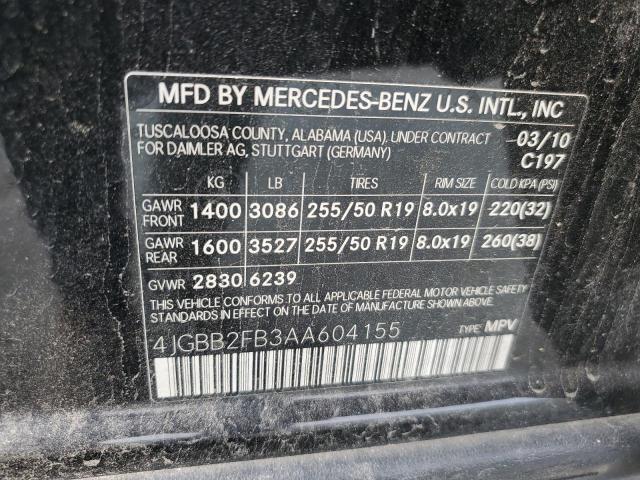 Photo 12 VIN: 4JGBB2FB3AA604155 - MERCEDES-BENZ ML 350 BLU 