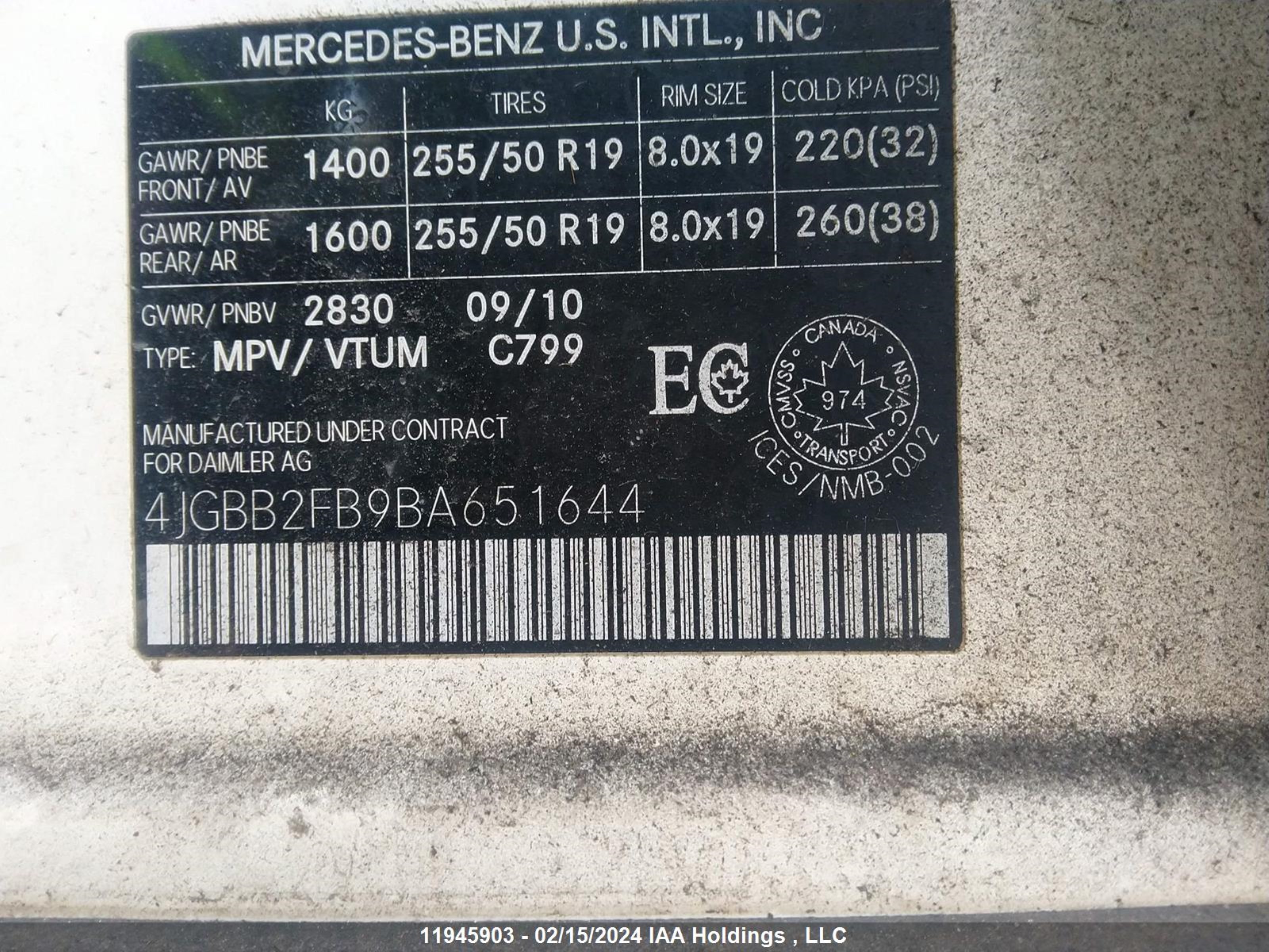 Photo 8 VIN: 4JGBB2FB9BA651644 - MERCEDES-BENZ M-KLASSE 