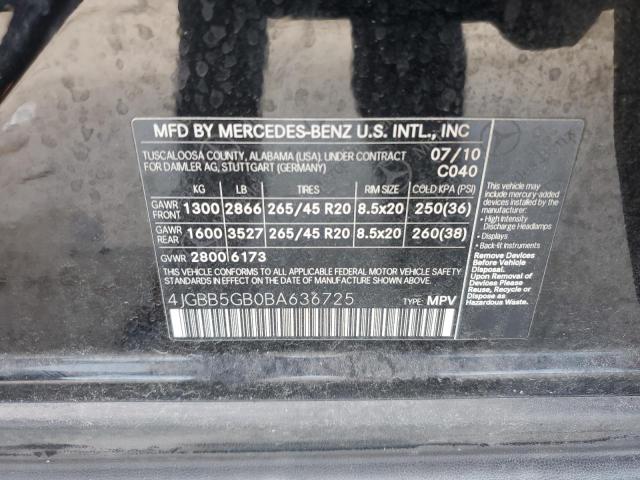 Photo 12 VIN: 4JGBB5GB0BA636725 - MERCEDES-BENZ M-CLASS 