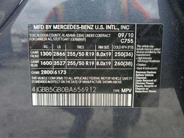 Photo 12 VIN: 4JGBB5GB0BA656912 - MERCEDES-BENZ ML 350 