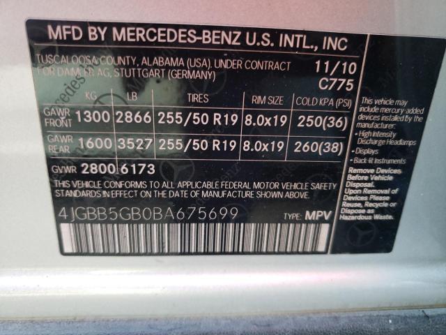 Photo 9 VIN: 4JGBB5GB0BA675699 - MERCEDES-BENZ ML 350 