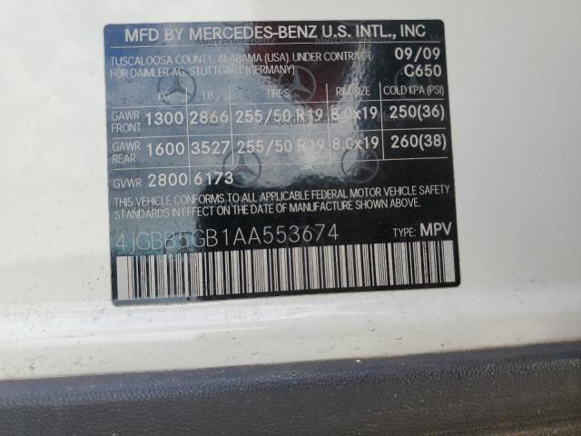 Photo 11 VIN: 4JGBB5GB1AA553674 - MERCEDES-BENZ M-CLASS 