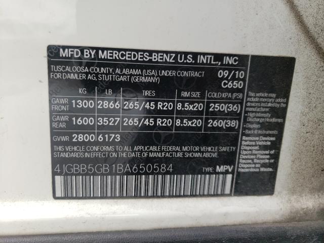 Photo 9 VIN: 4JGBB5GB1BA650584 - MERCEDES-BENZ ML 350 