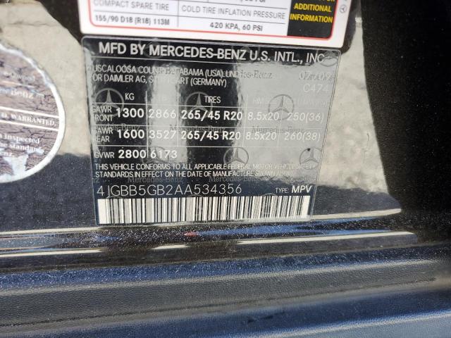 Photo 12 VIN: 4JGBB5GB2AA534356 - MERCEDES-BENZ ML 350 