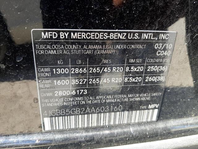 Photo 9 VIN: 4JGBB5GB2AA603160 - MERCEDES-BENZ ML 350 