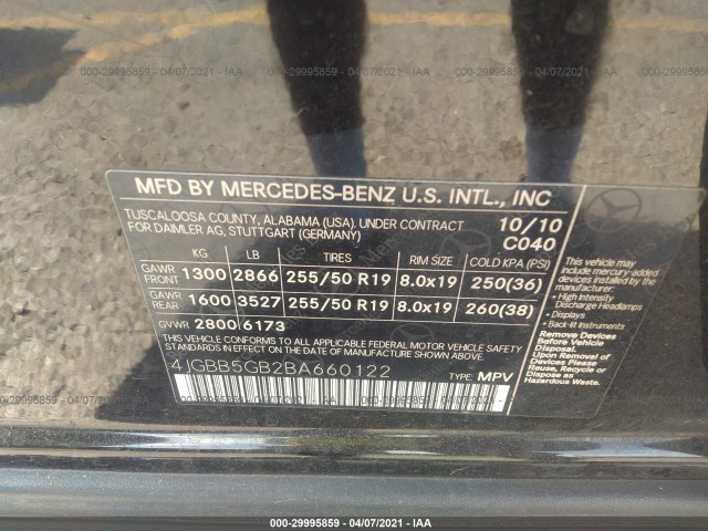 Photo 8 VIN: 4JGBB5GB2BA660122 - MERCEDES-BENZ M-CLASS 