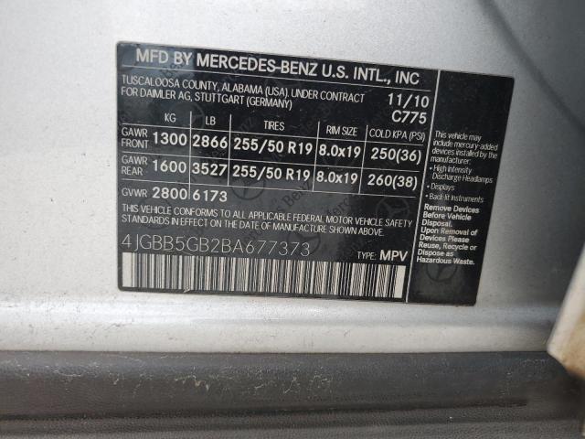 Photo 12 VIN: 4JGBB5GB2BA677373 - MERCEDES-BENZ M-CLASS 