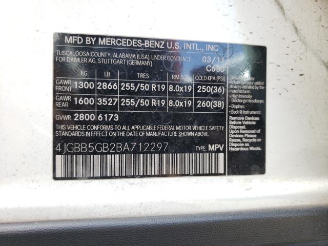 Photo 9 VIN: 4JGBB5GB2BA712297 - MERCEDES-BENZ ML 350 