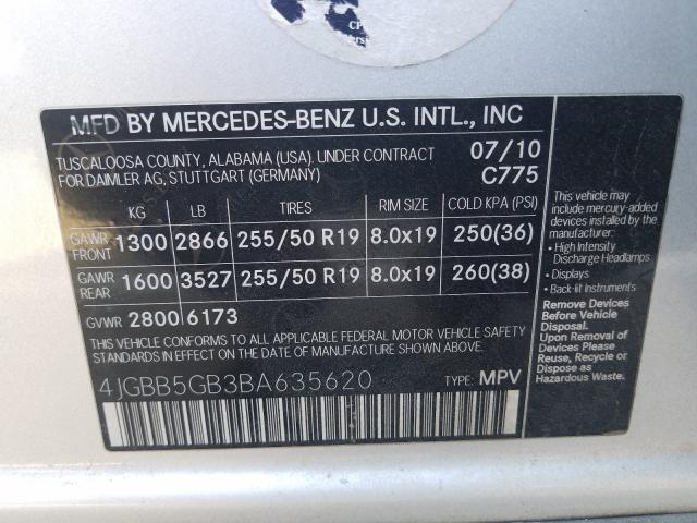 Photo 9 VIN: 4JGBB5GB3BA635620 - MERCEDES-BENZ ML 350 