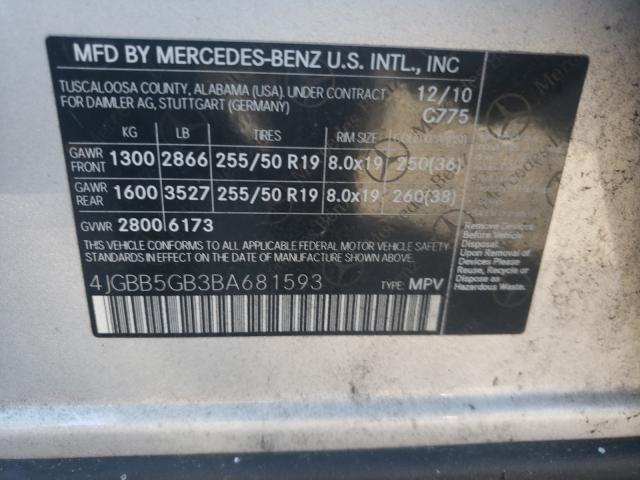 Photo 9 VIN: 4JGBB5GB3BA681593 - MERCEDES-BENZ ML 350 