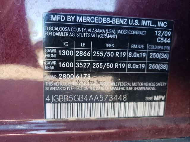 Photo 11 VIN: 4JGBB5GB4AA573448 - MERCEDES-BENZ ML 350 