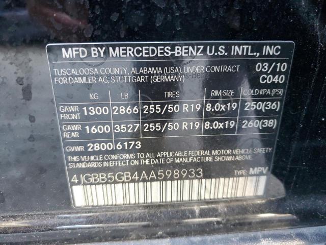 Photo 13 VIN: 4JGBB5GB4AA598933 - MERCEDES-BENZ ML 350 